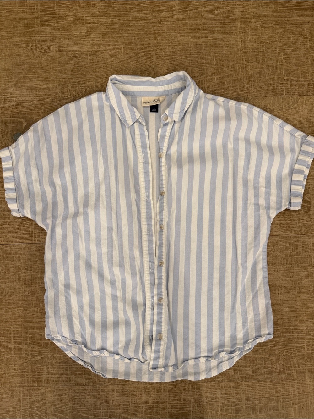 Universal Thread Light Blue & White Striped Button-Down Top